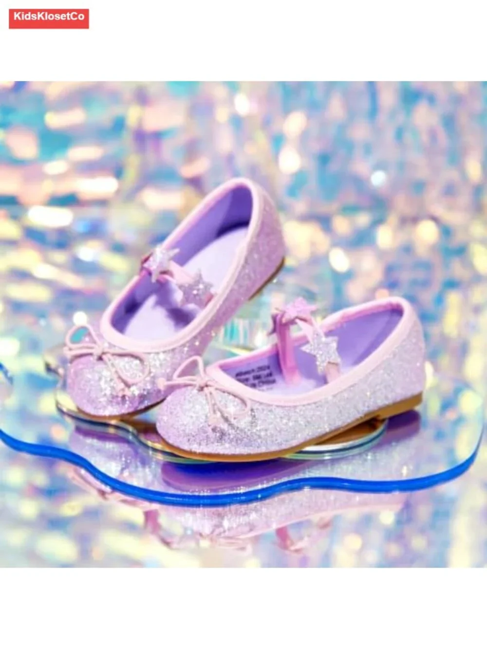 Toddler Girls Mary Jane Flats Ballerina Dress Shoes with Glitter Sparkle